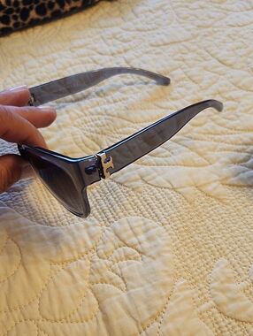 Tory Burch Smoky Gray Acetate Sunglasses with Gold Logo Accent